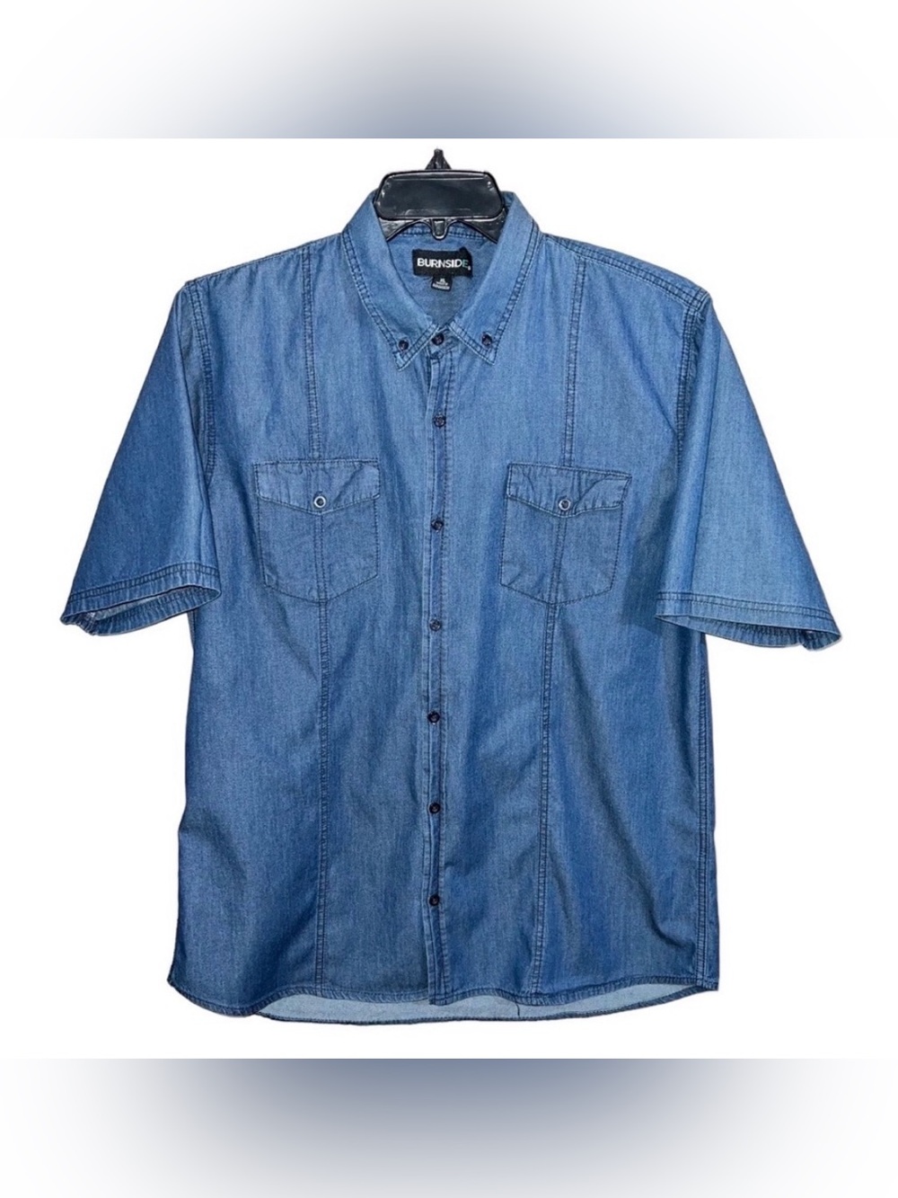 Burnside Shirt Men’s Size XL Blue Button Front Short Sleeve